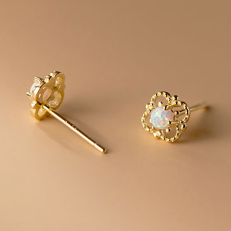 White Stone Stud Earrings