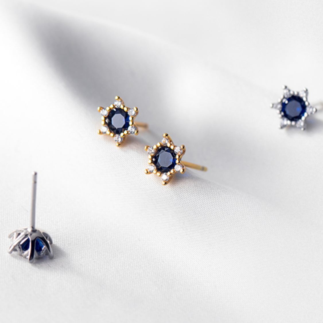 Blue Crystal Stud Earrings