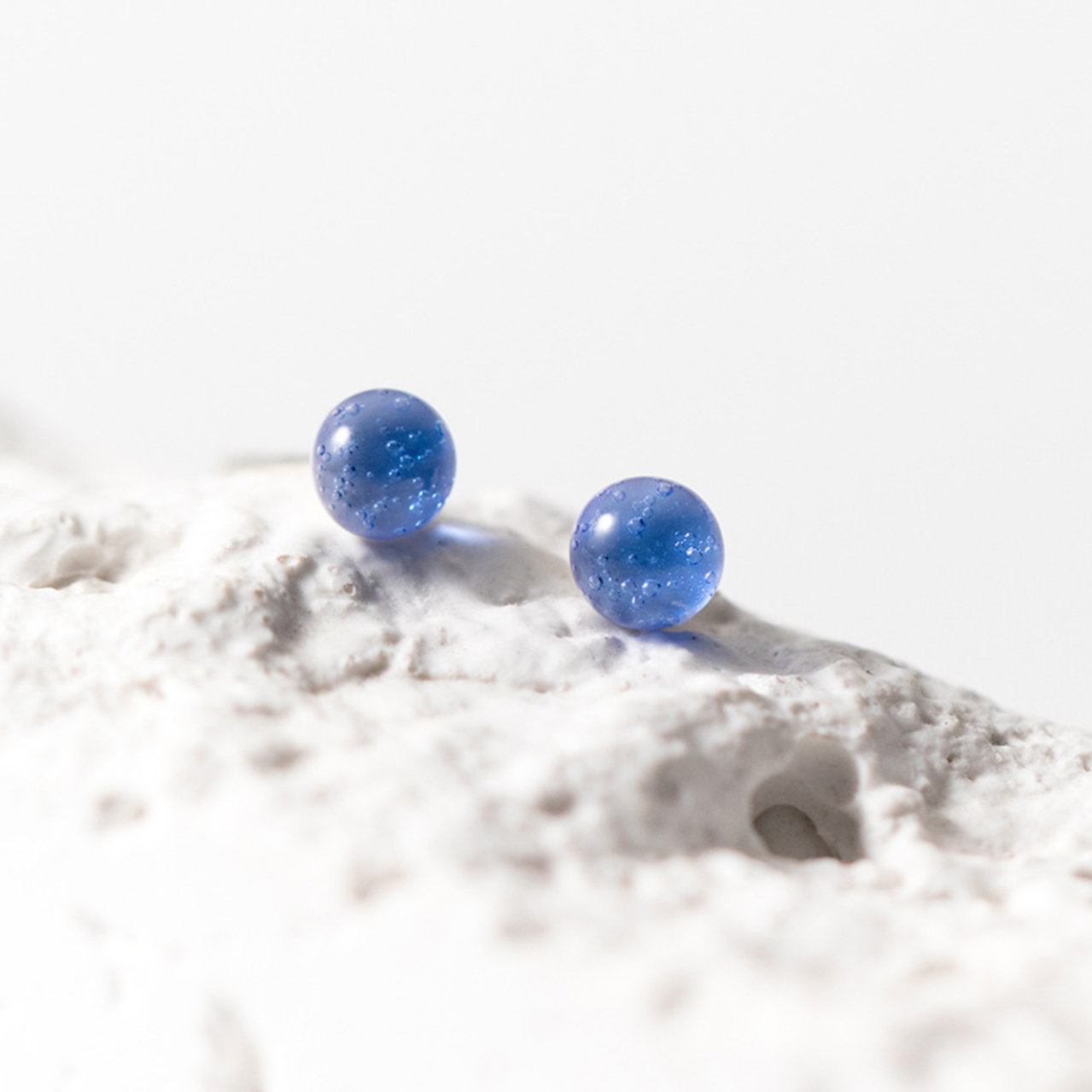 Blue Crystal Ball Stud Earrings
