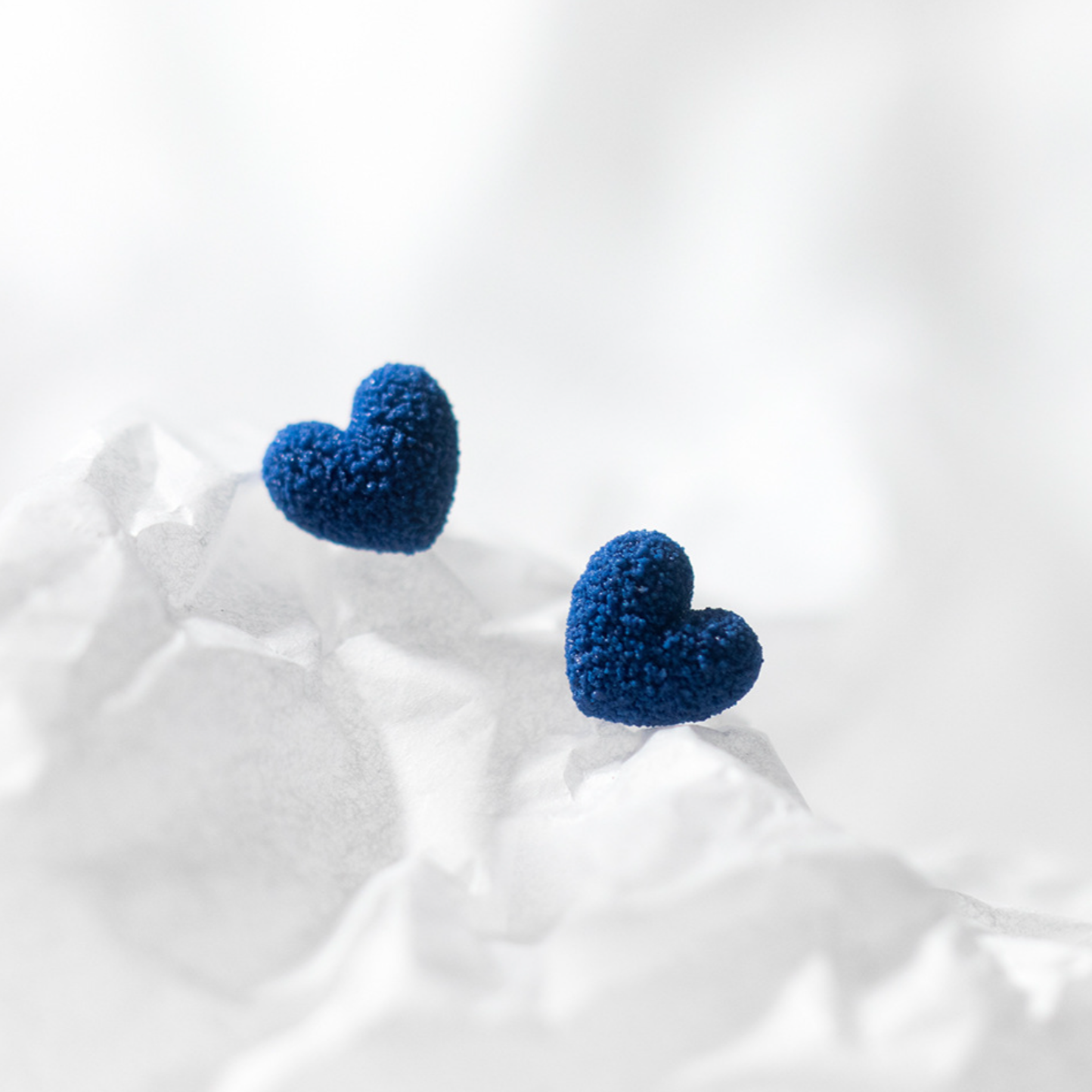 Blue Textured Heart Studs