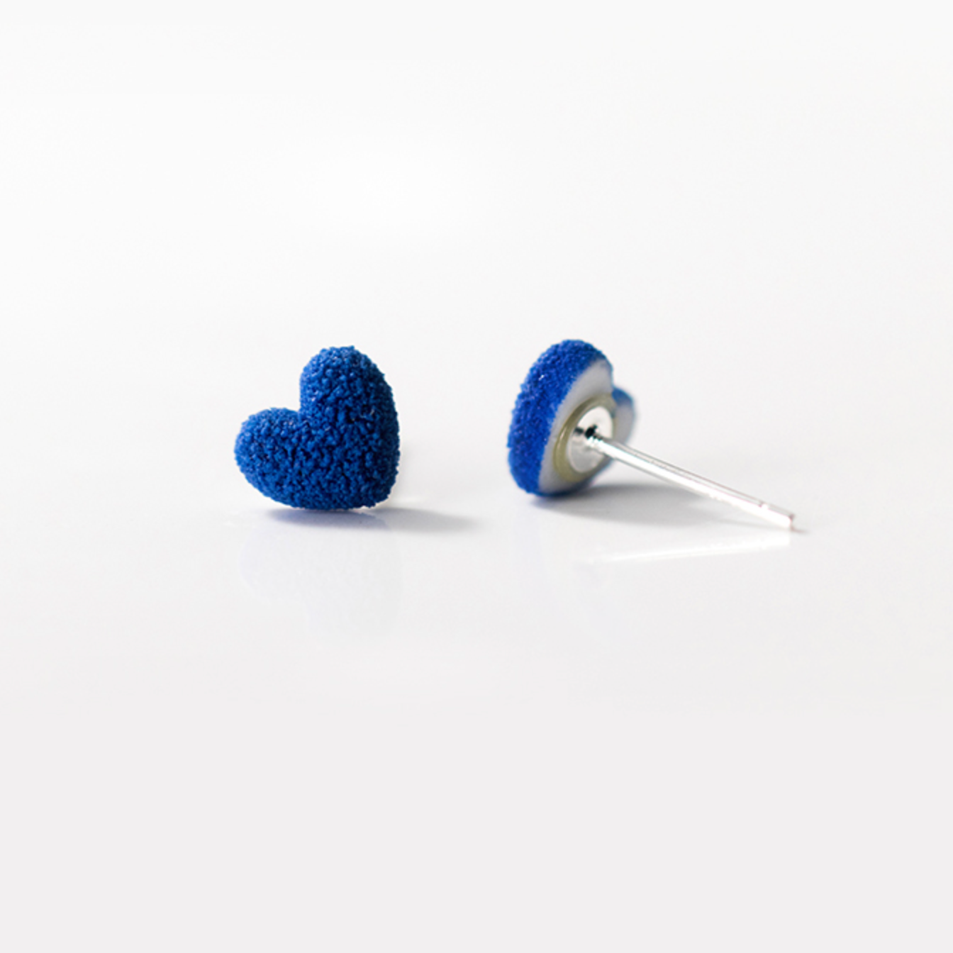 Blue Textured Heart Studs