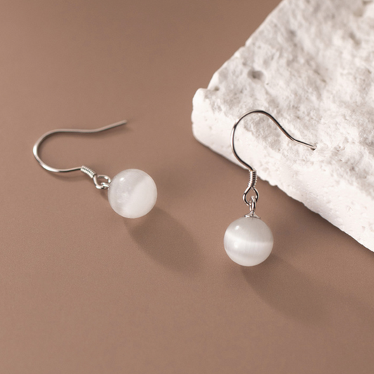 White Crystal Drop Earrings