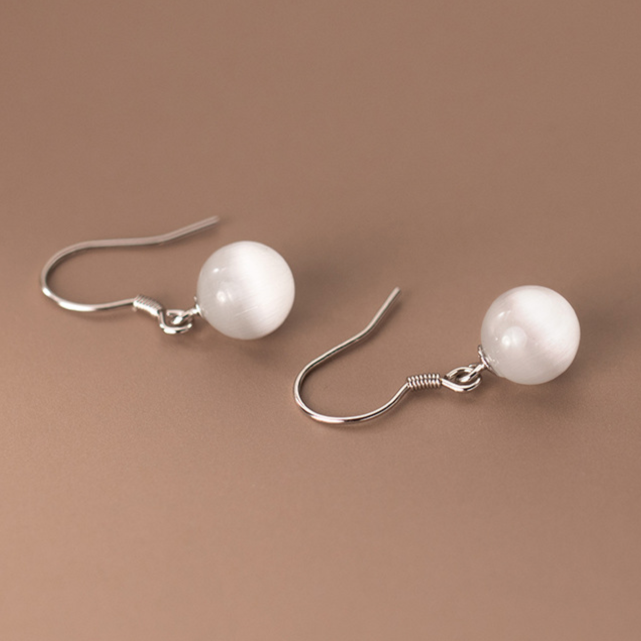 White Crystal Drop Earrings