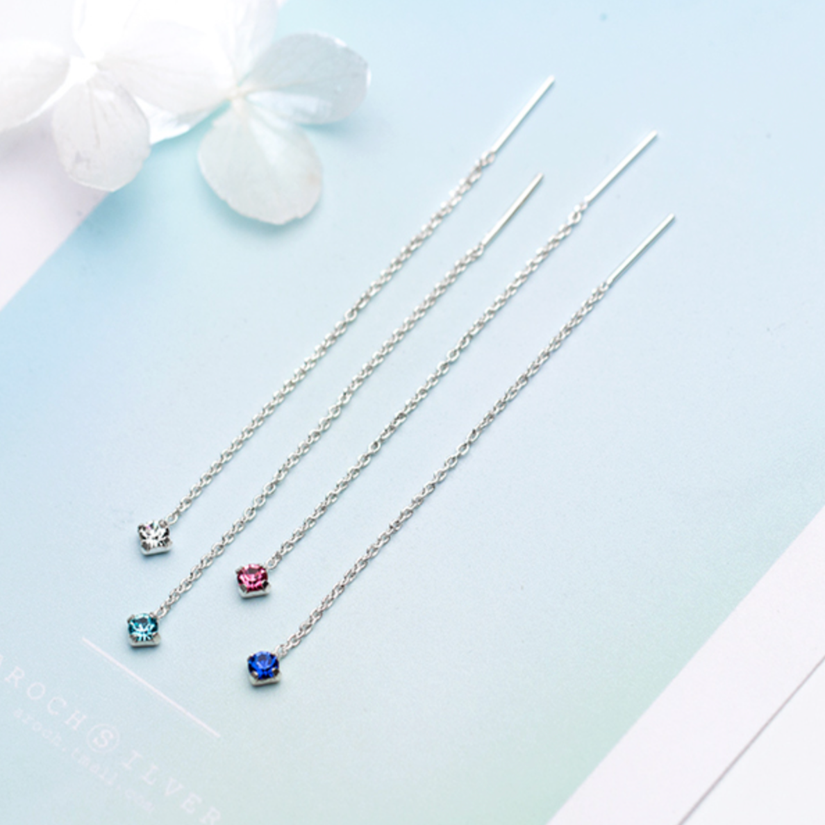 Tiny Crystal Threader Earrings