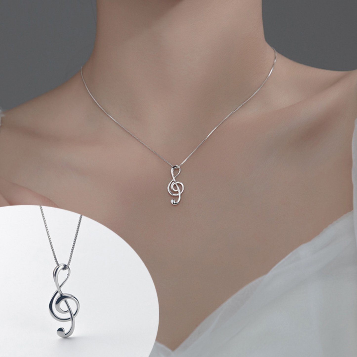 Treble Clef Pendant Necklace