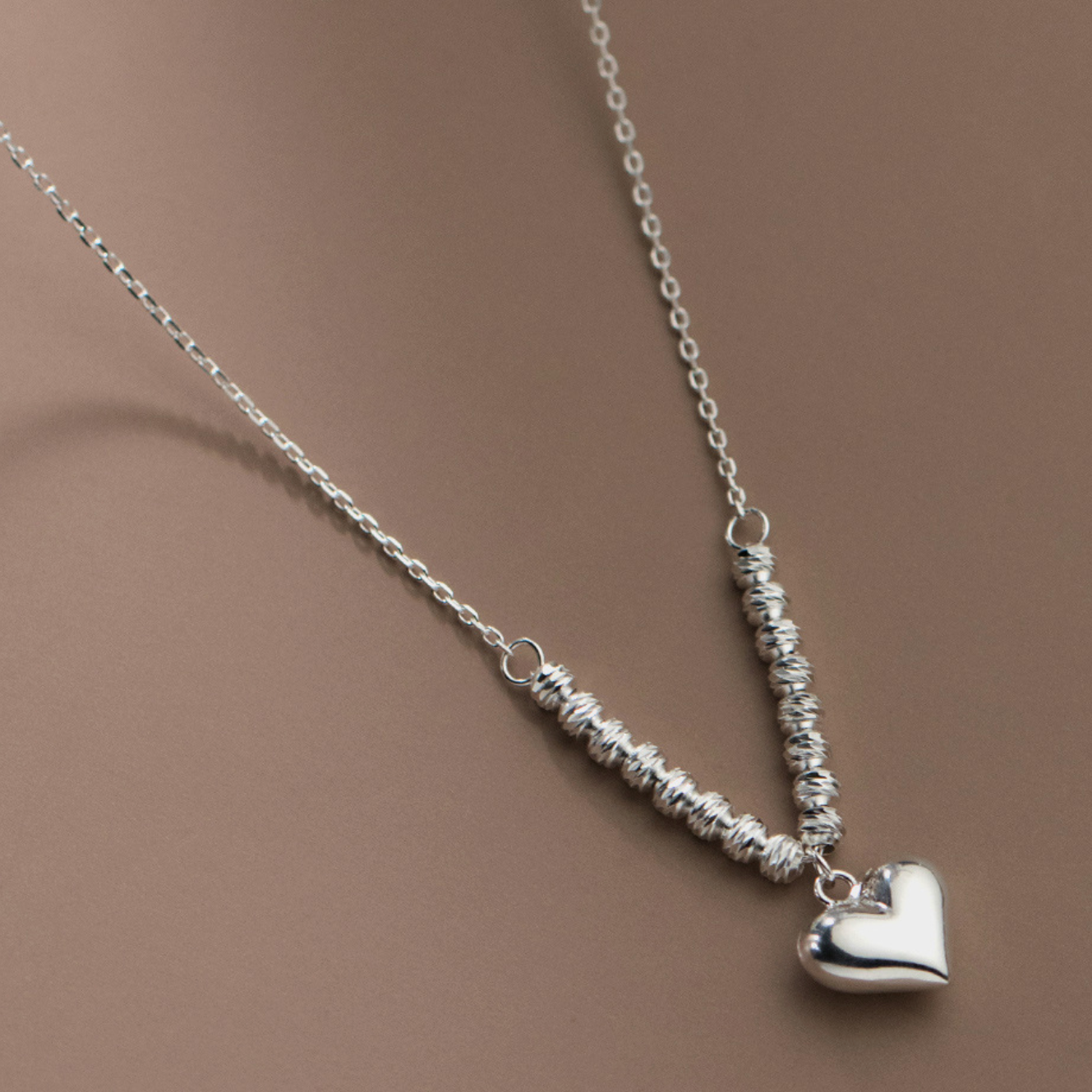 Heart and Bead Pendant Necklace