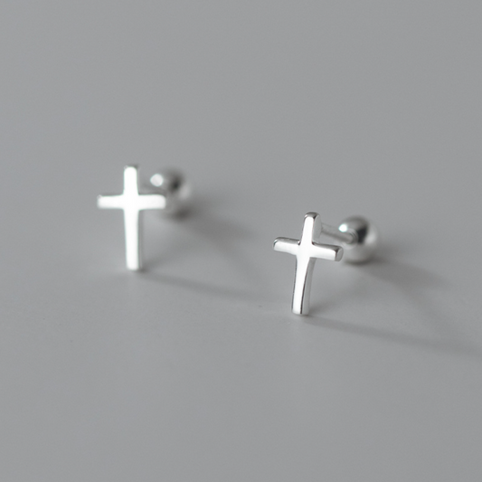 Screw Back Cross Stud Earrings