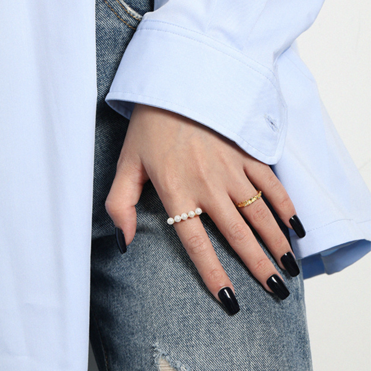 Pearl Bar Adjustable Ring