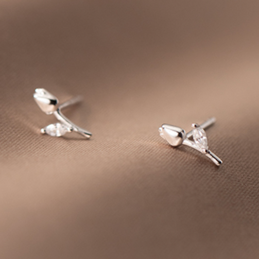 Crystal Rose Stud Earrings