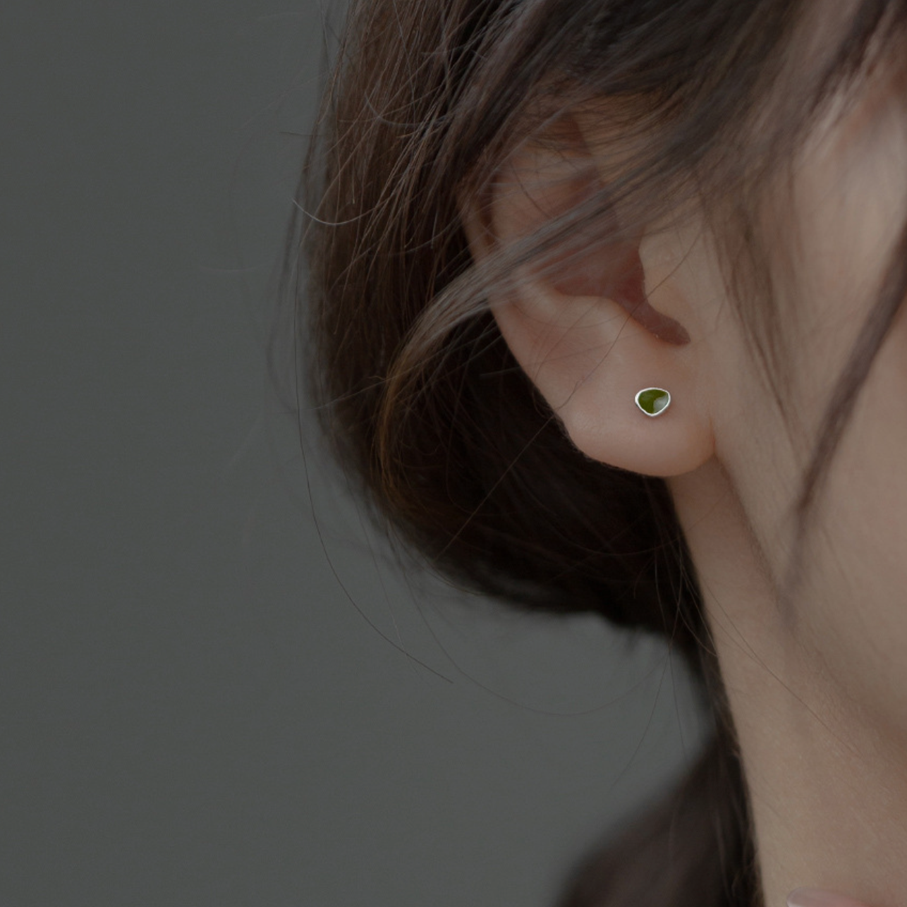 Organic Shaped Green Stud Earrings