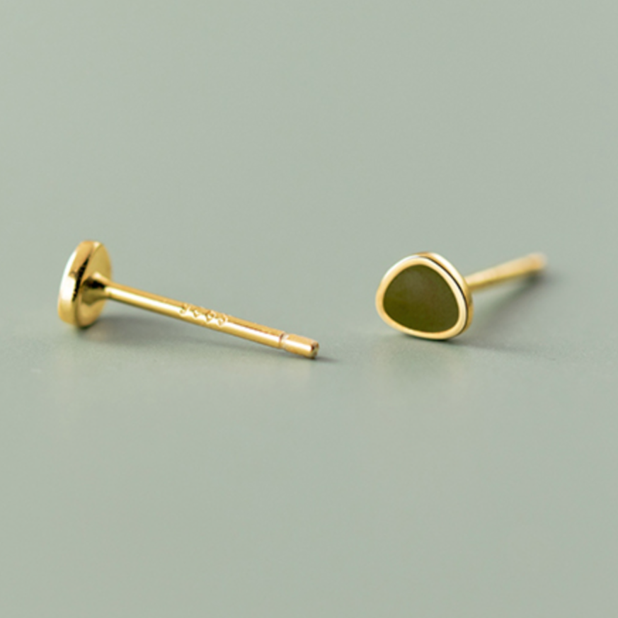 Organic Shaped Green Stud Earrings