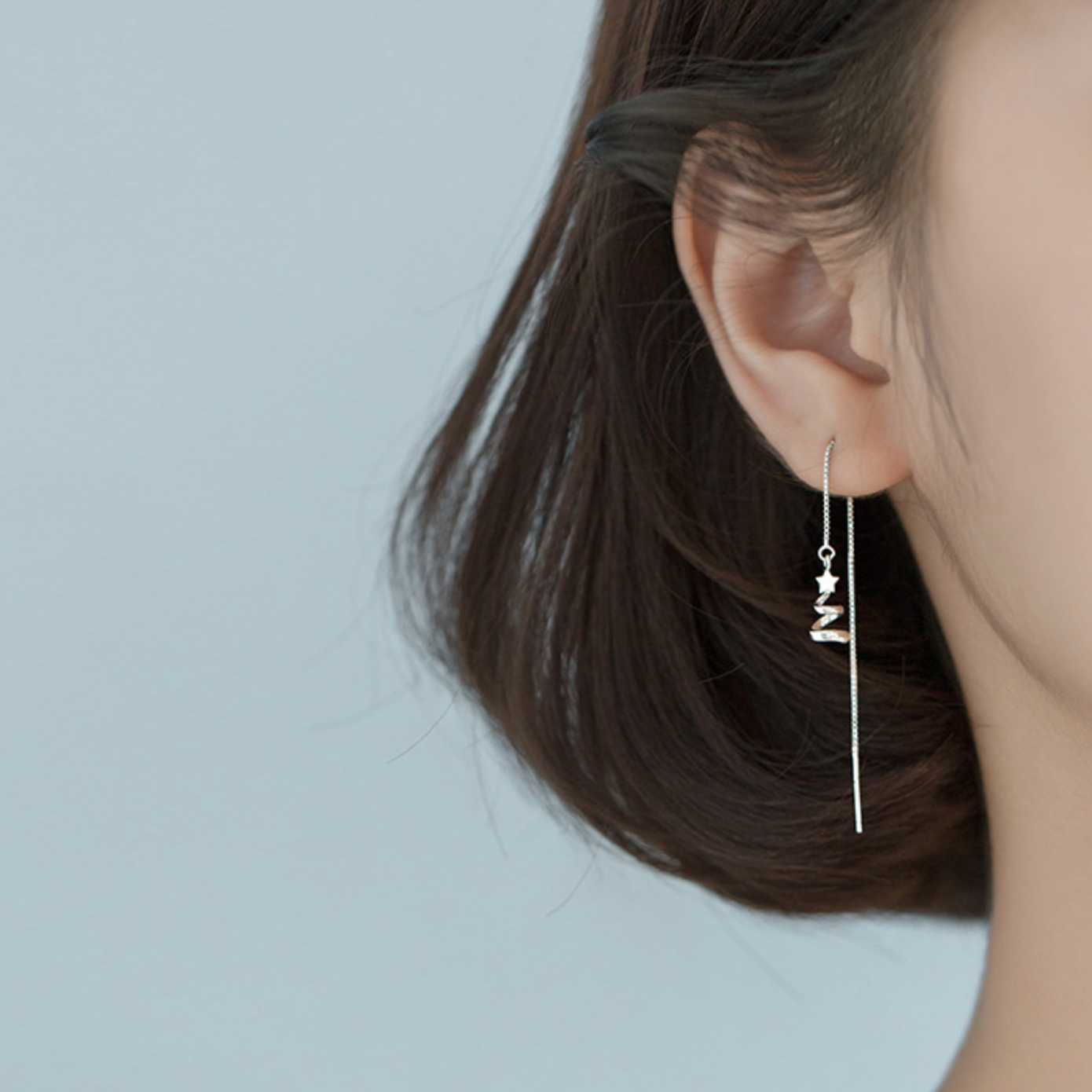 Spiral Christmas Tree Threader Earrings