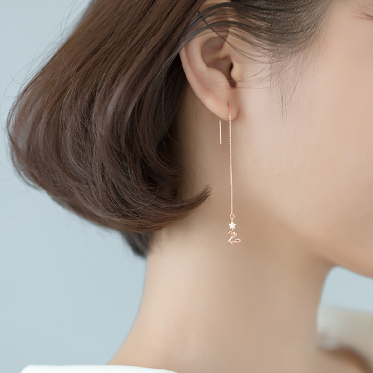 Spiral Christmas Tree Threader Earrings