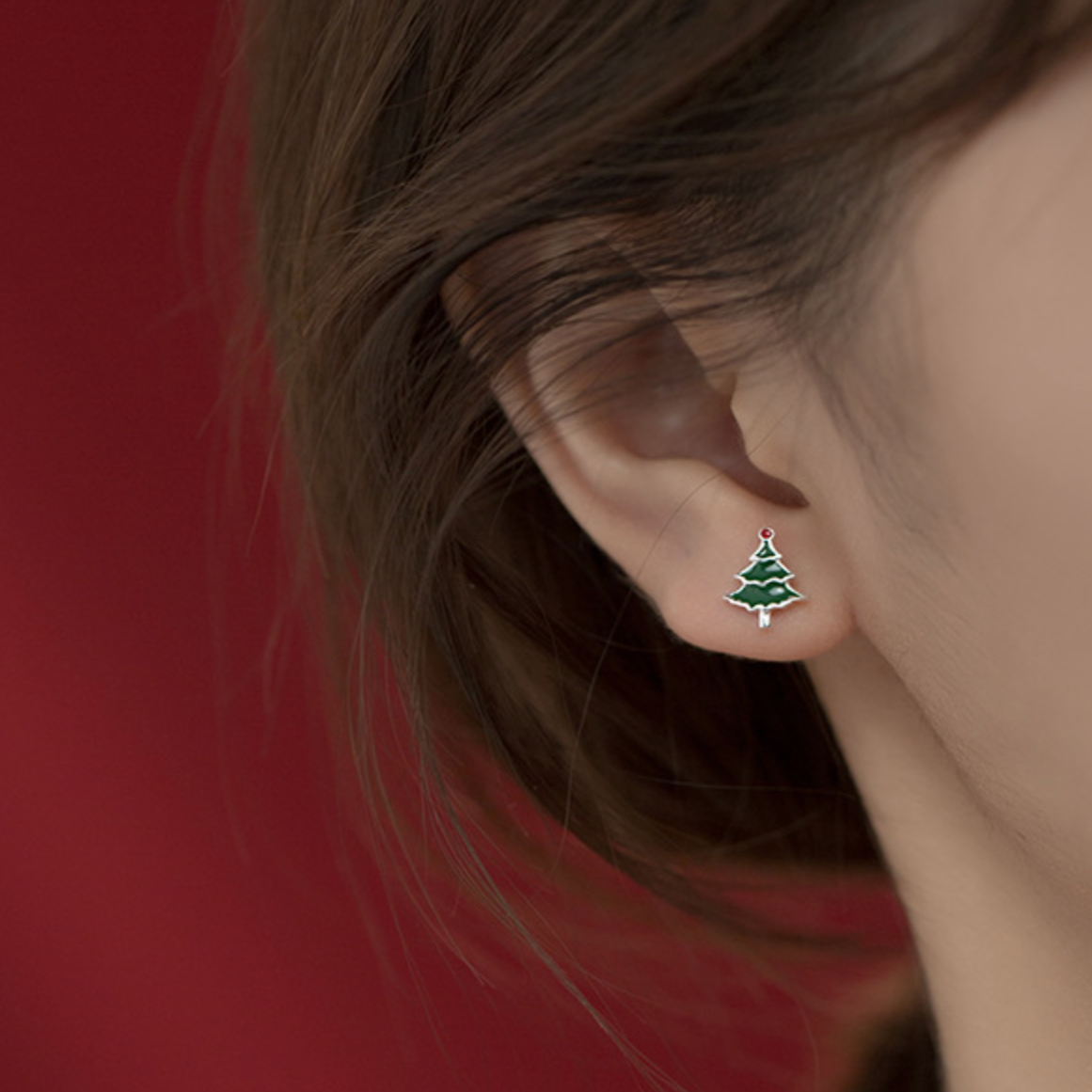 Christmas Tree and Snowflake Stud Earrings
