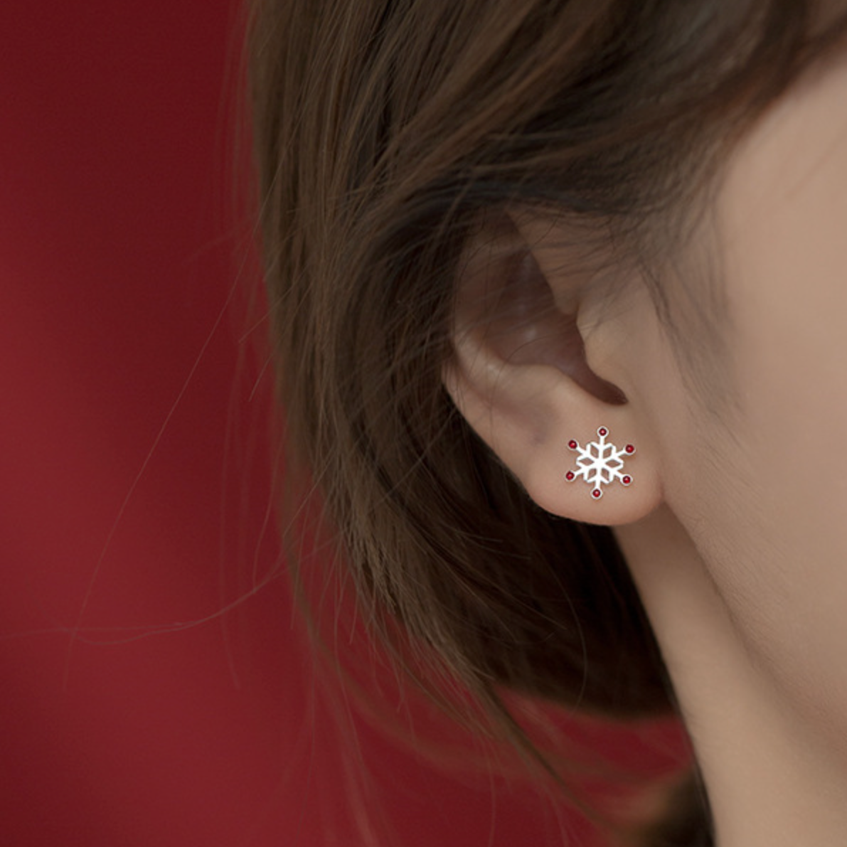 Christmas Tree and Snowflake Stud Earrings