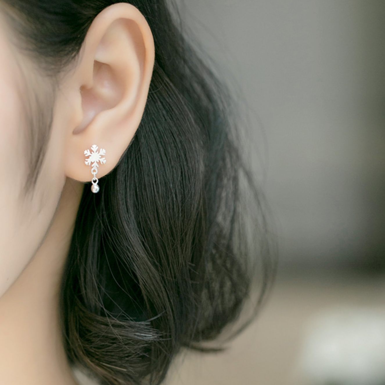 Snowflake Drop Stud Earrings