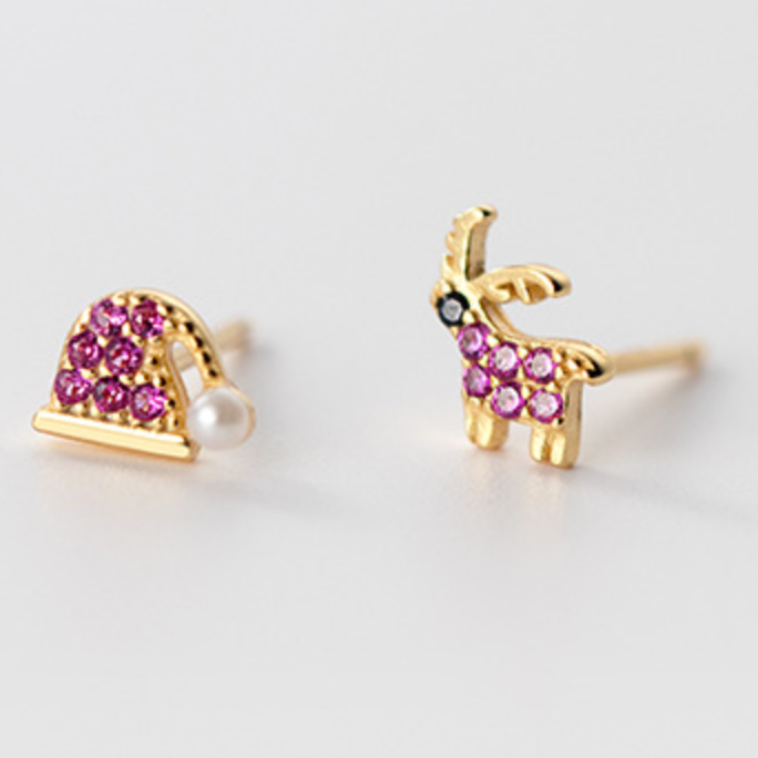 Reindeer and Santa Hat Earrings