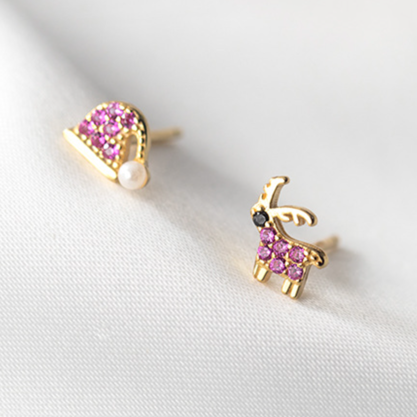 Reindeer and Santa Hat Earrings