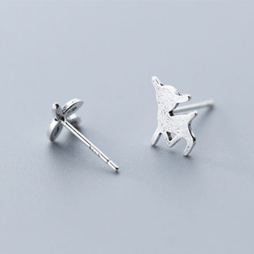 Deer and Leaf Stud Earrings