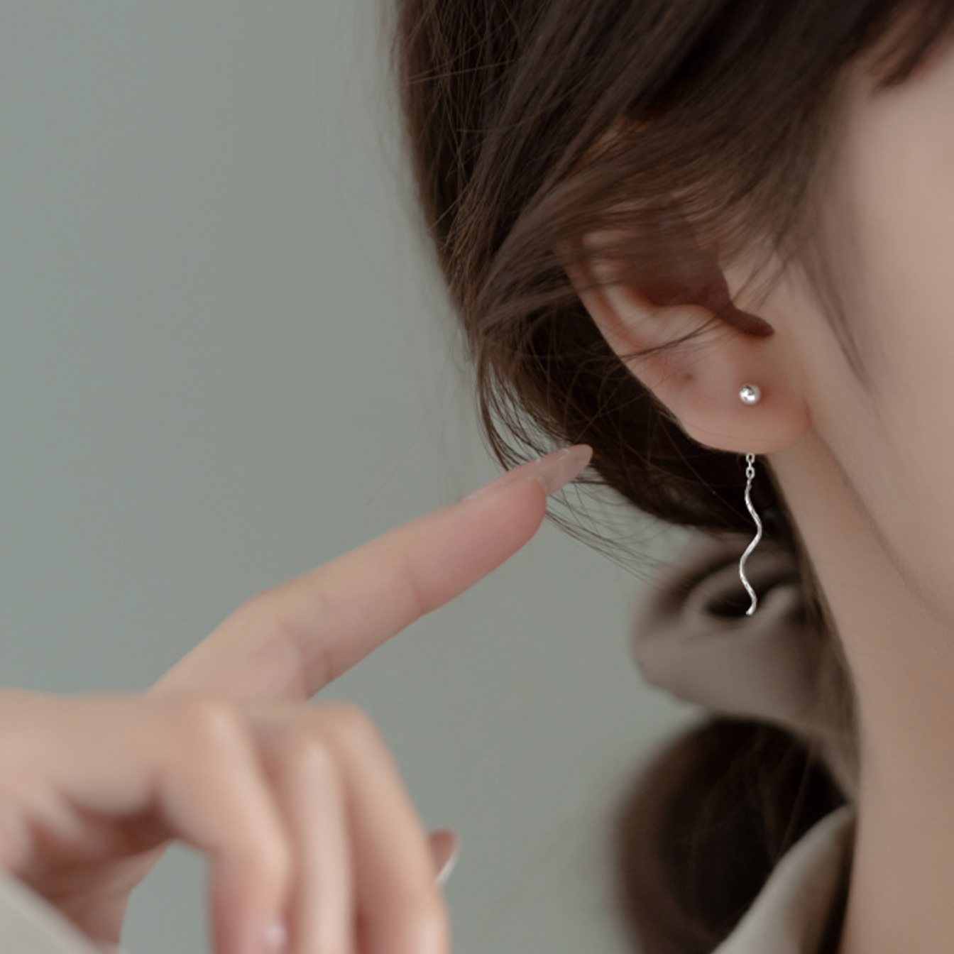 Ball and Spiral Threader Earrings