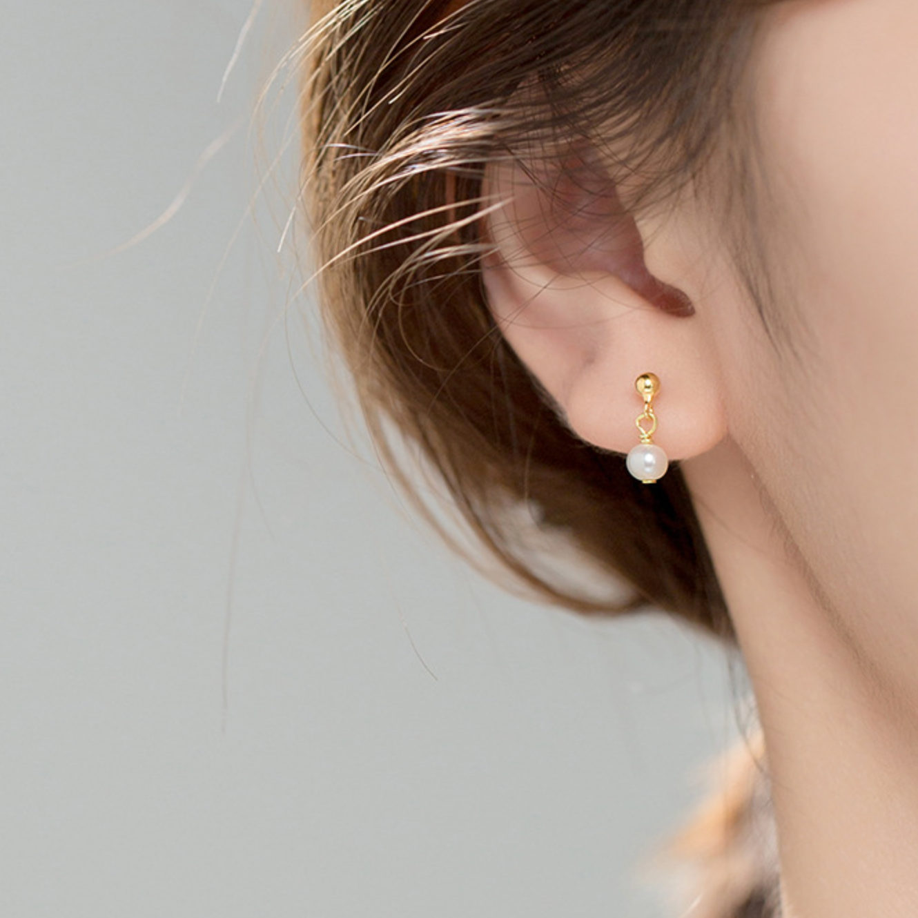 Pearl Drop Stud Earrings
