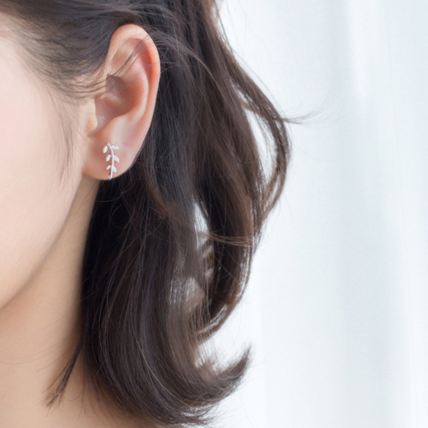 Crystal Leaf Stud Earrings