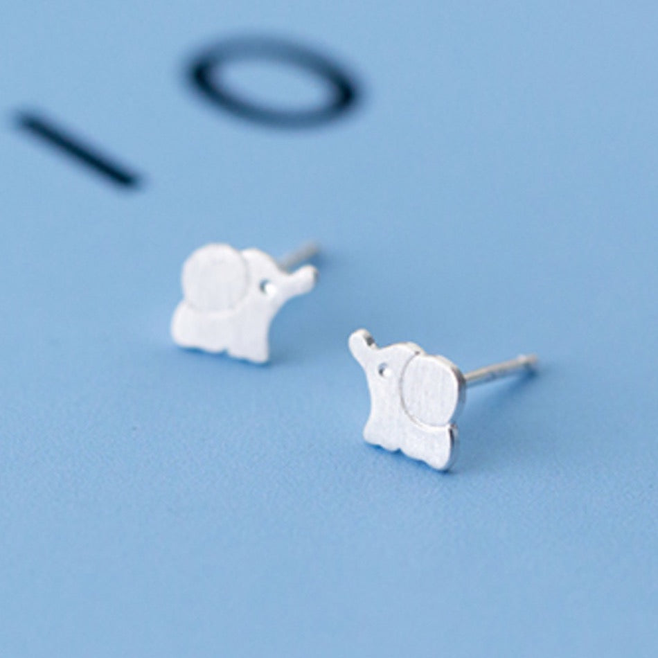 Brushed Silver Elephant Earrings