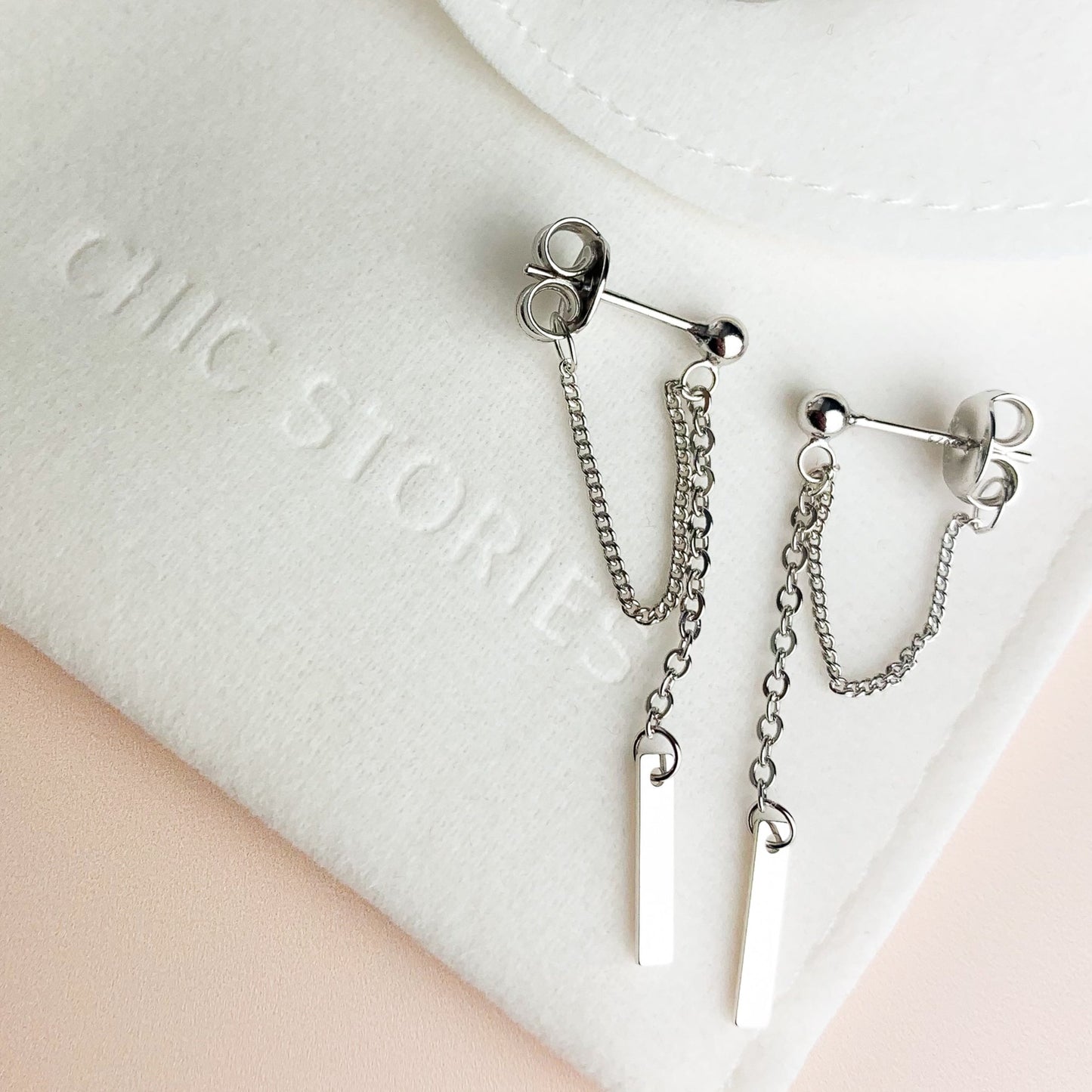 Chain Dangle Loop Stud Earrings