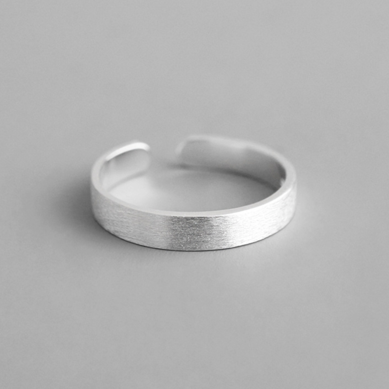 Brushed Silver Simple Band Ring