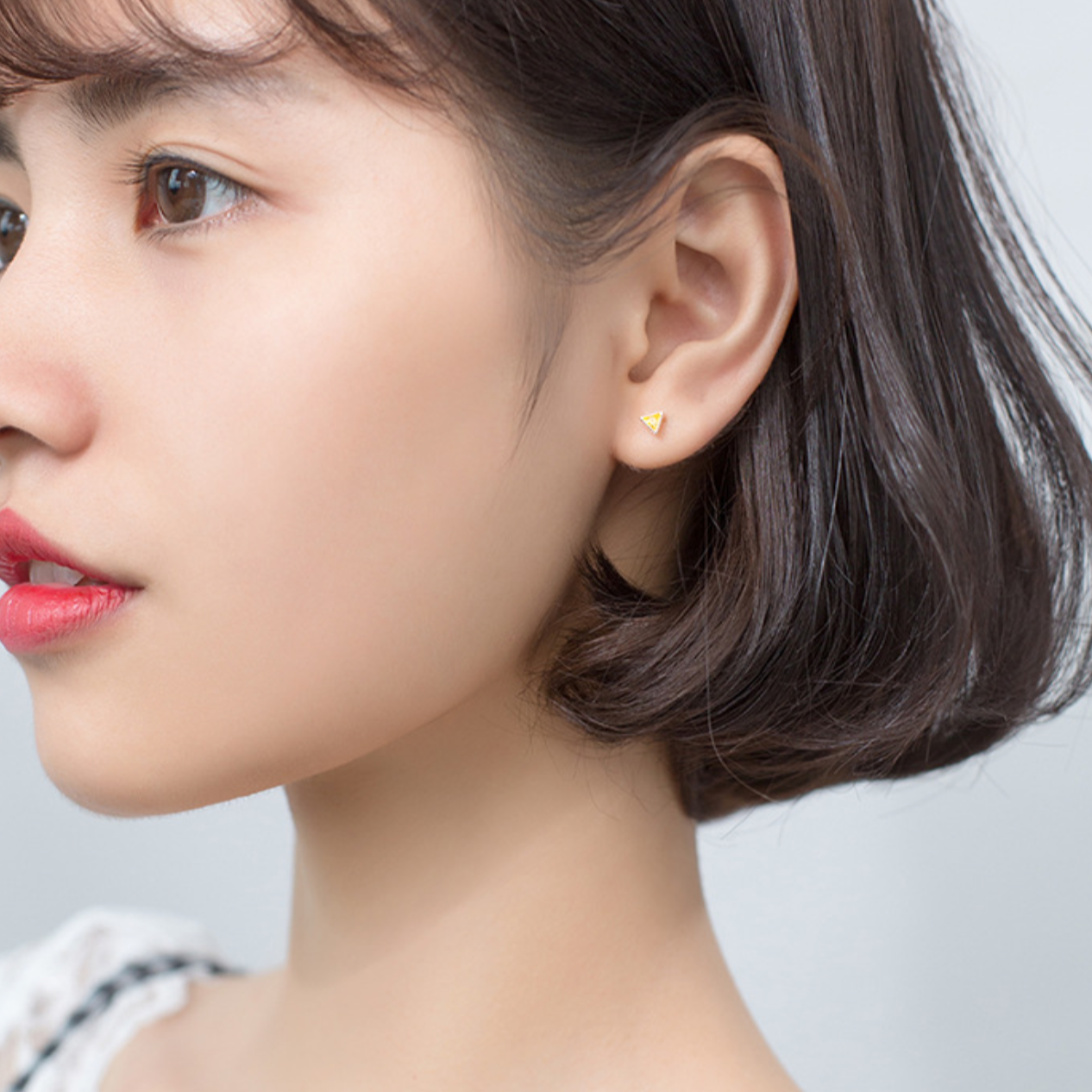 Blue, Yellow or White Crystal Triangle Stud Earrings