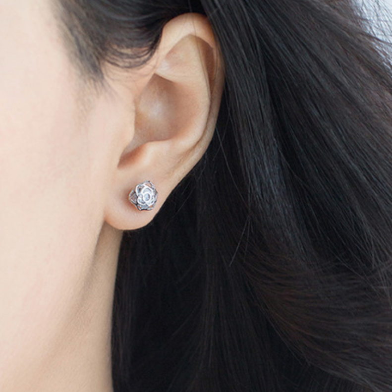 Crystal Rose Bud Stud Earrings