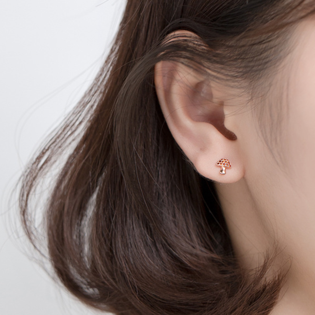 Red Crystal Mushroom Stud Earrings