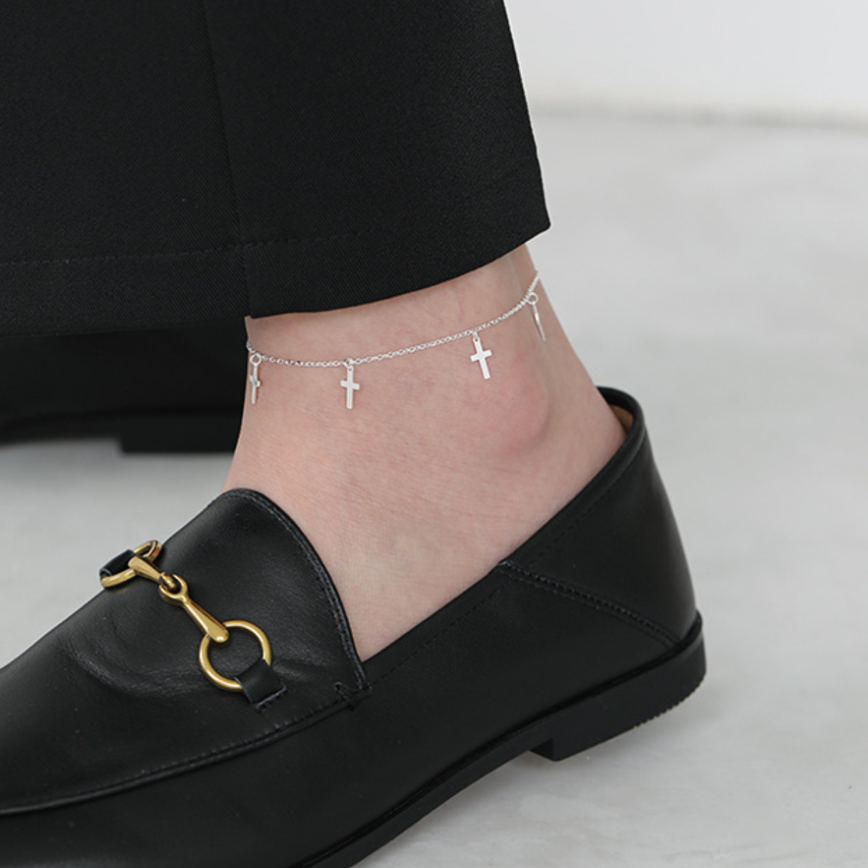 Cross Charm Chain Anklet