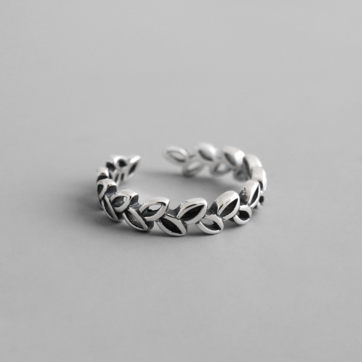 Silver Adjustable Leaf Ring