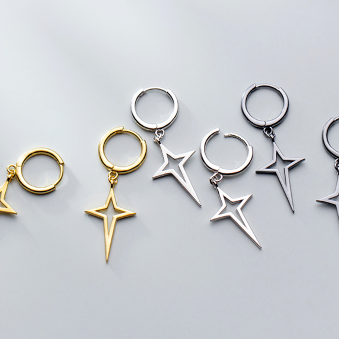 Star Dangle Hoop Earrings