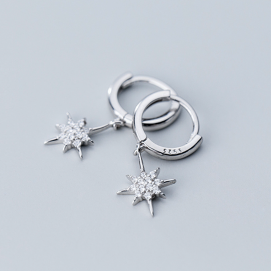 Sparkly Star Dangle Hoop Earrings