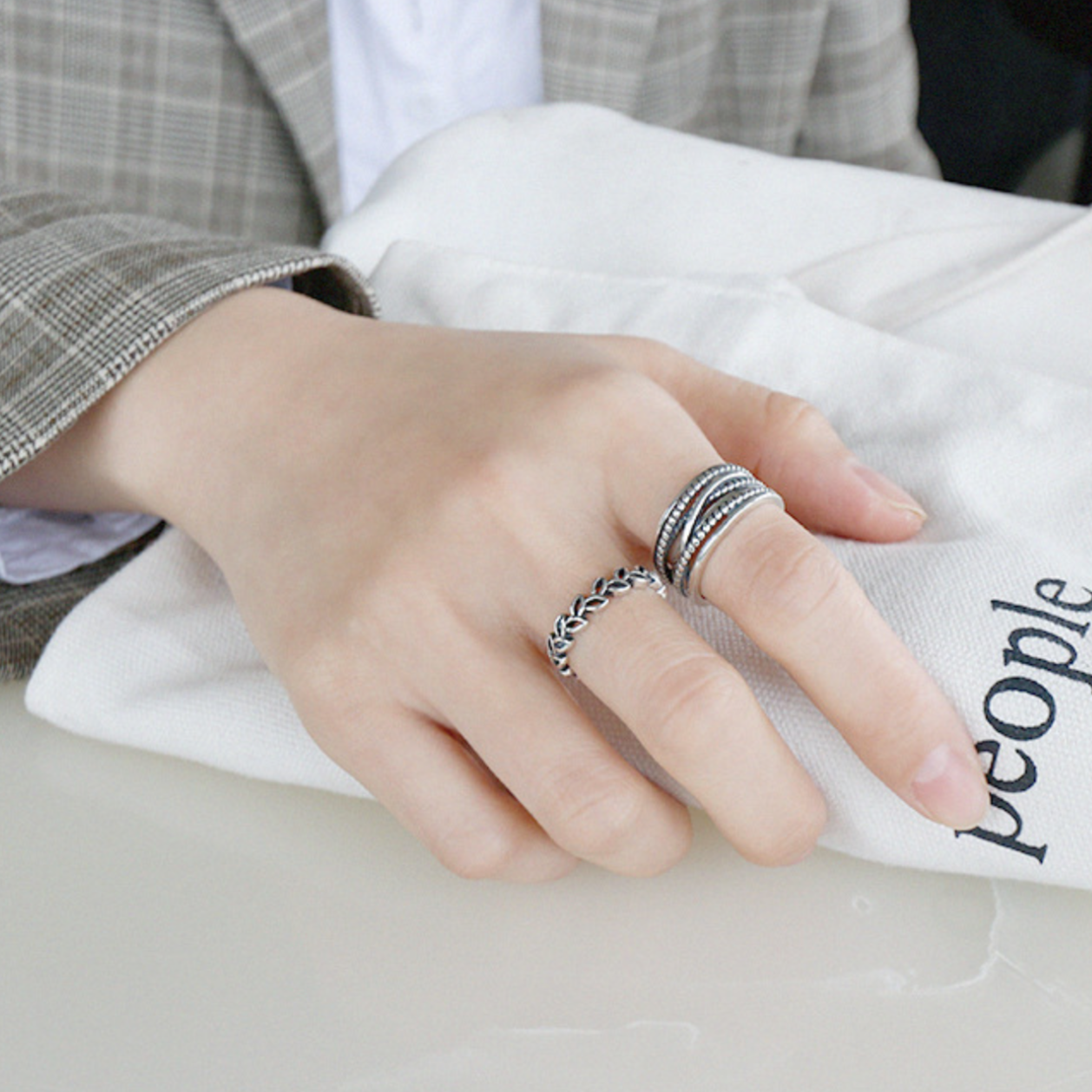 Silver Adjustable Leaf Ring