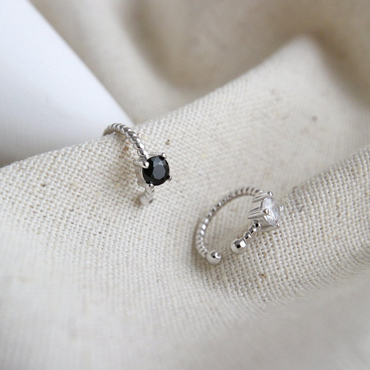 Black or White Crystal Ear Cuff