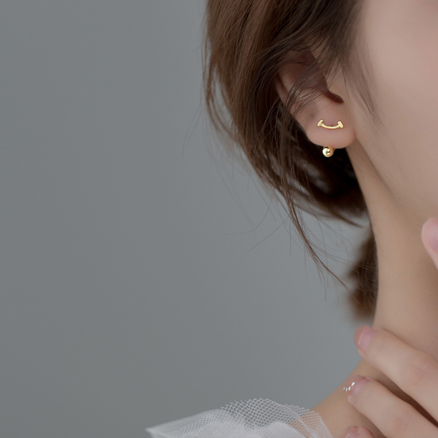 Curve Ear Jacket Screw Back Earrings