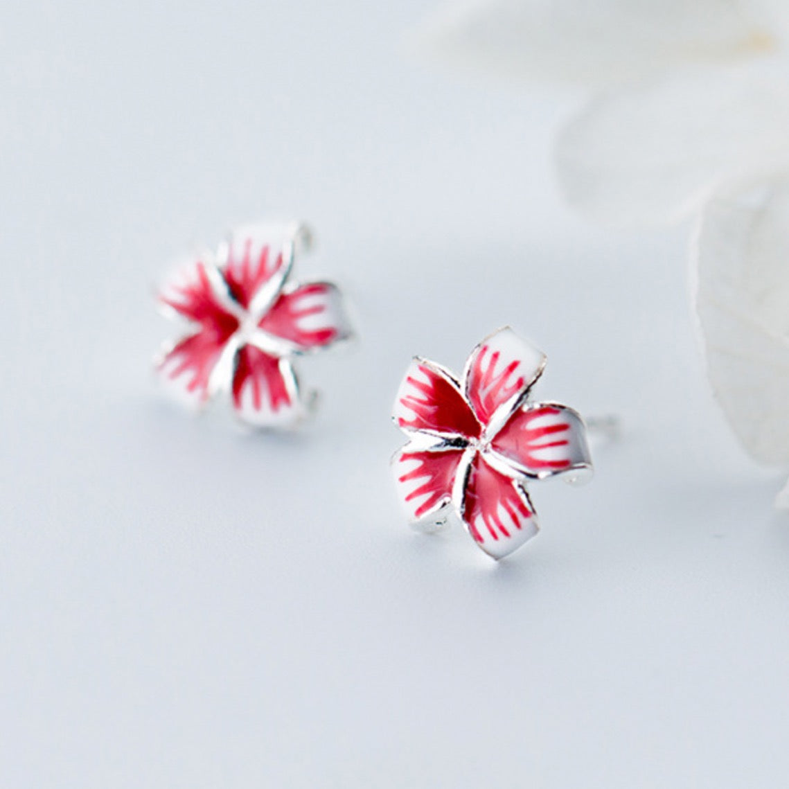 Hot Pink Flower Stud Earrings