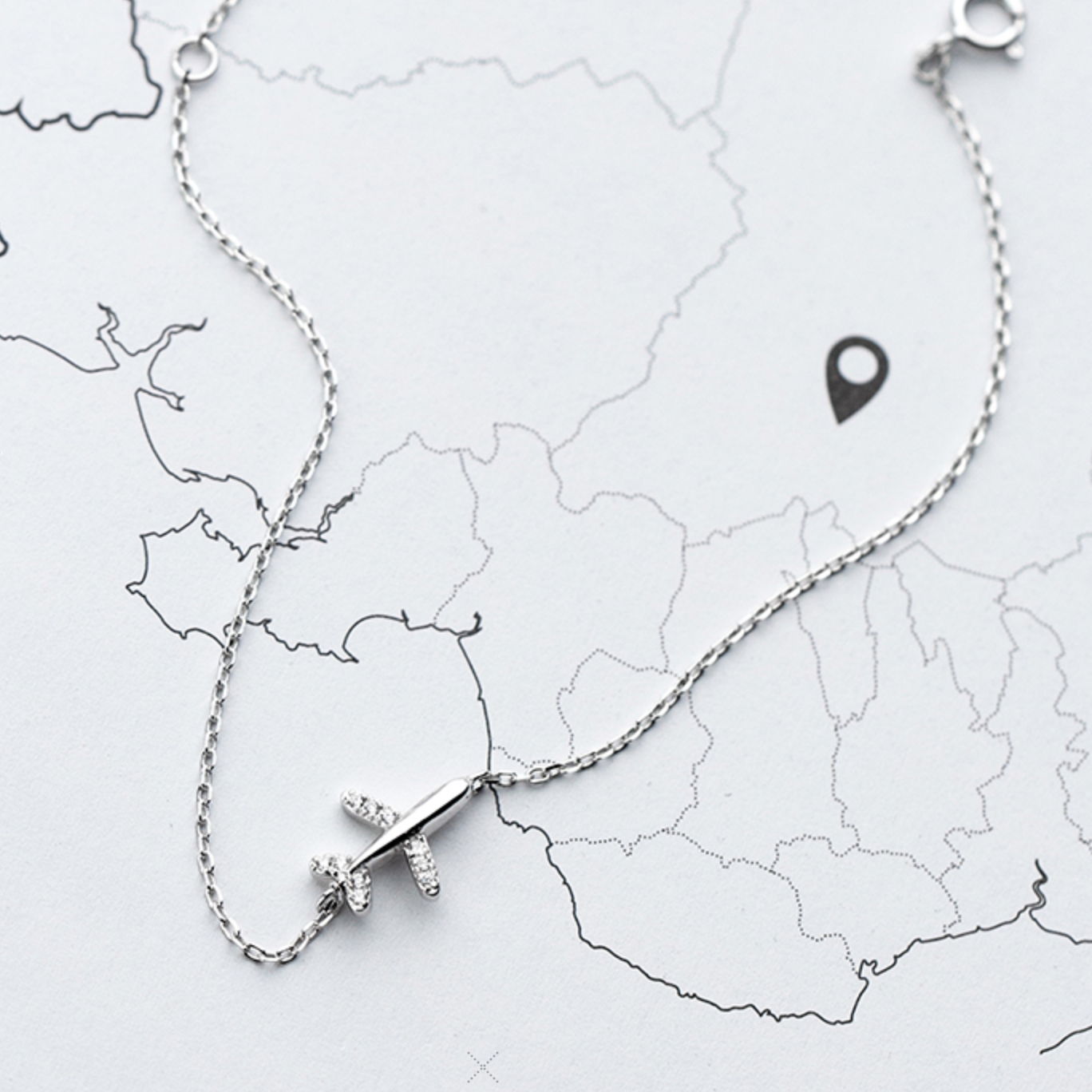 Crystal Detail Plane Charm Bracelet