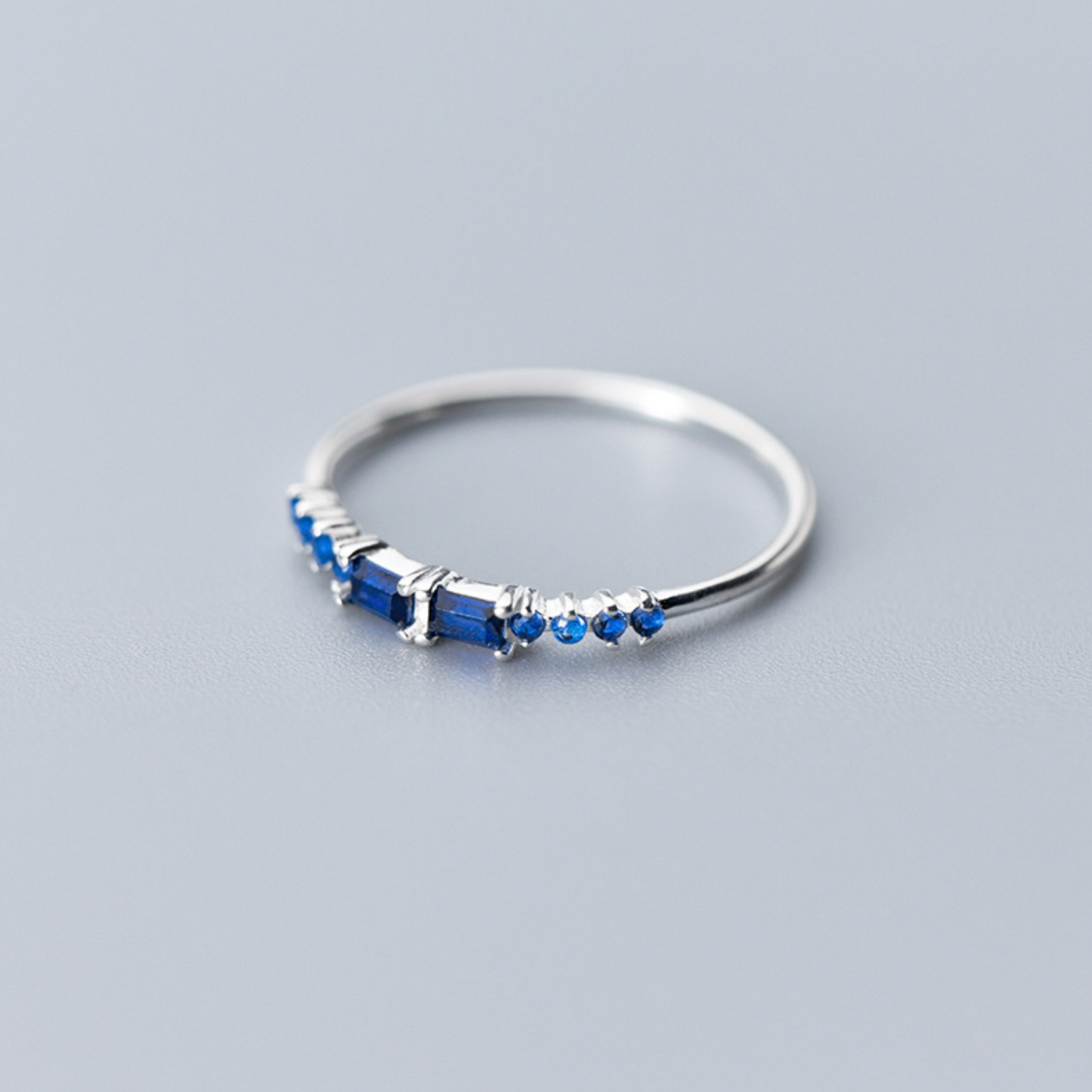 White or Sapphire Blue Crystal Ring