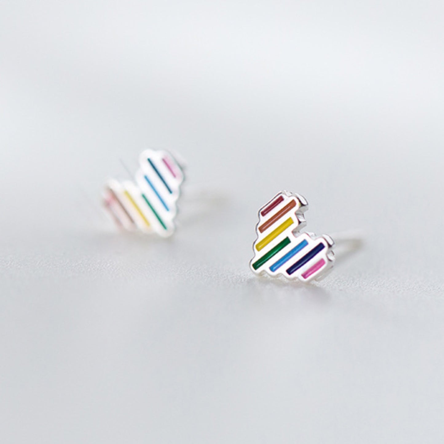 Rainbow Heart Stud Earrings
