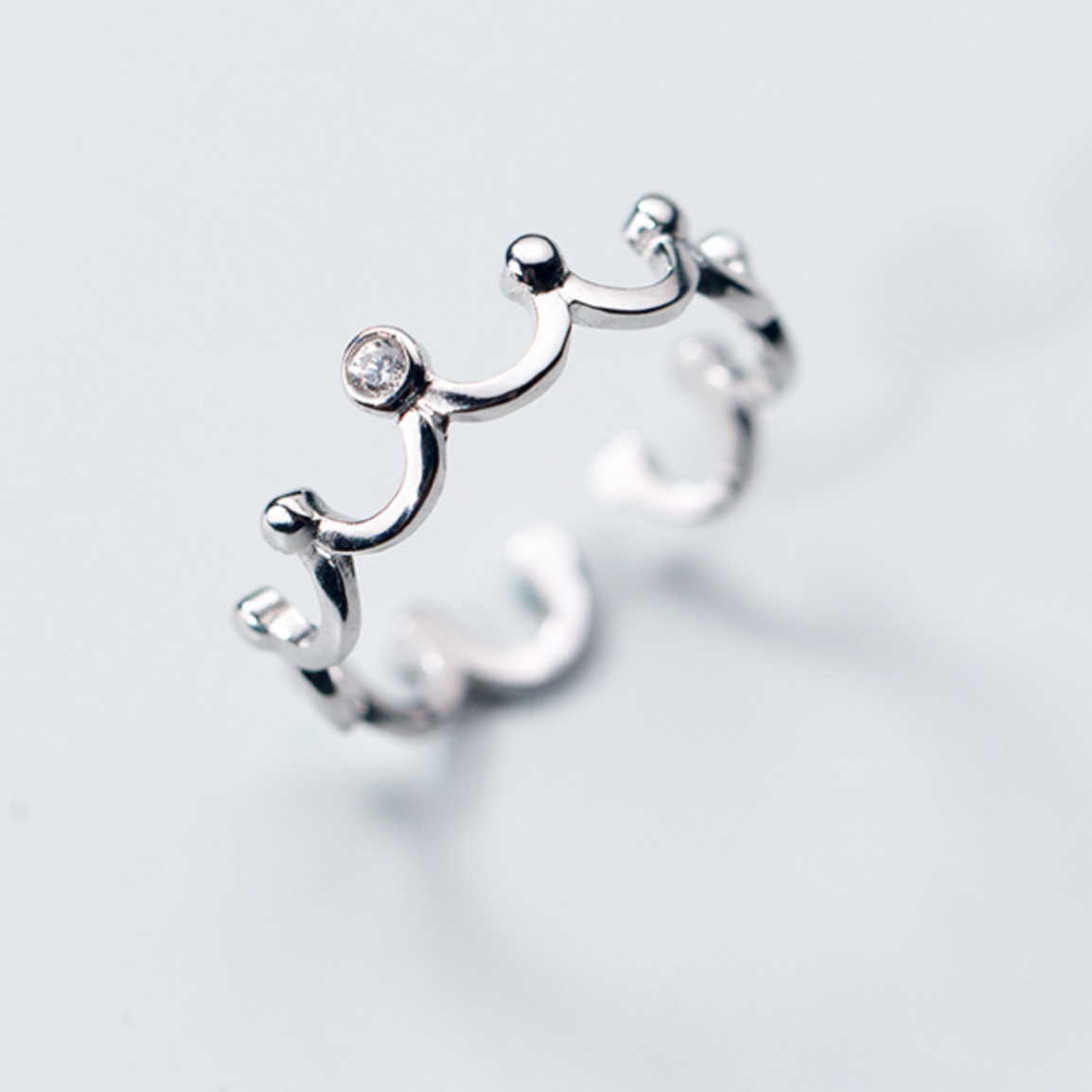 White Crystal Crown Ring