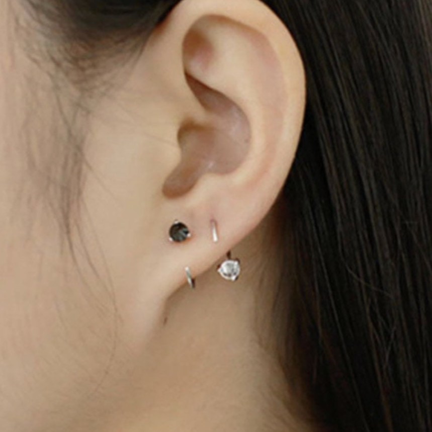 Black or White Crystal Open Hoop Earrings