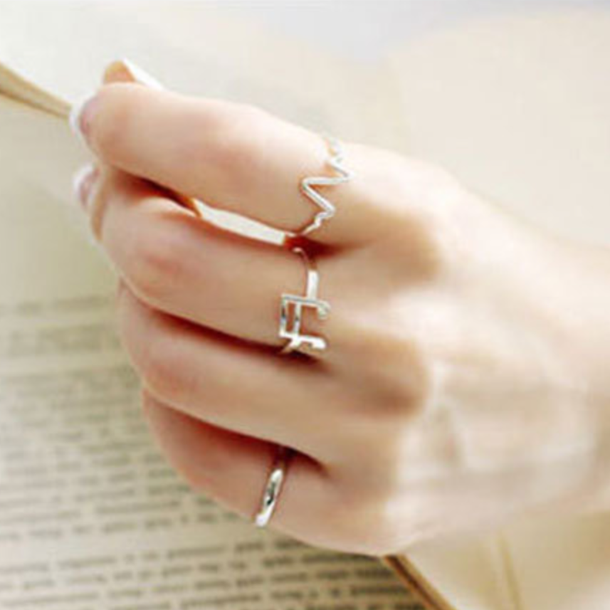 Peace, Love and Music Adjustable Symbol Rings