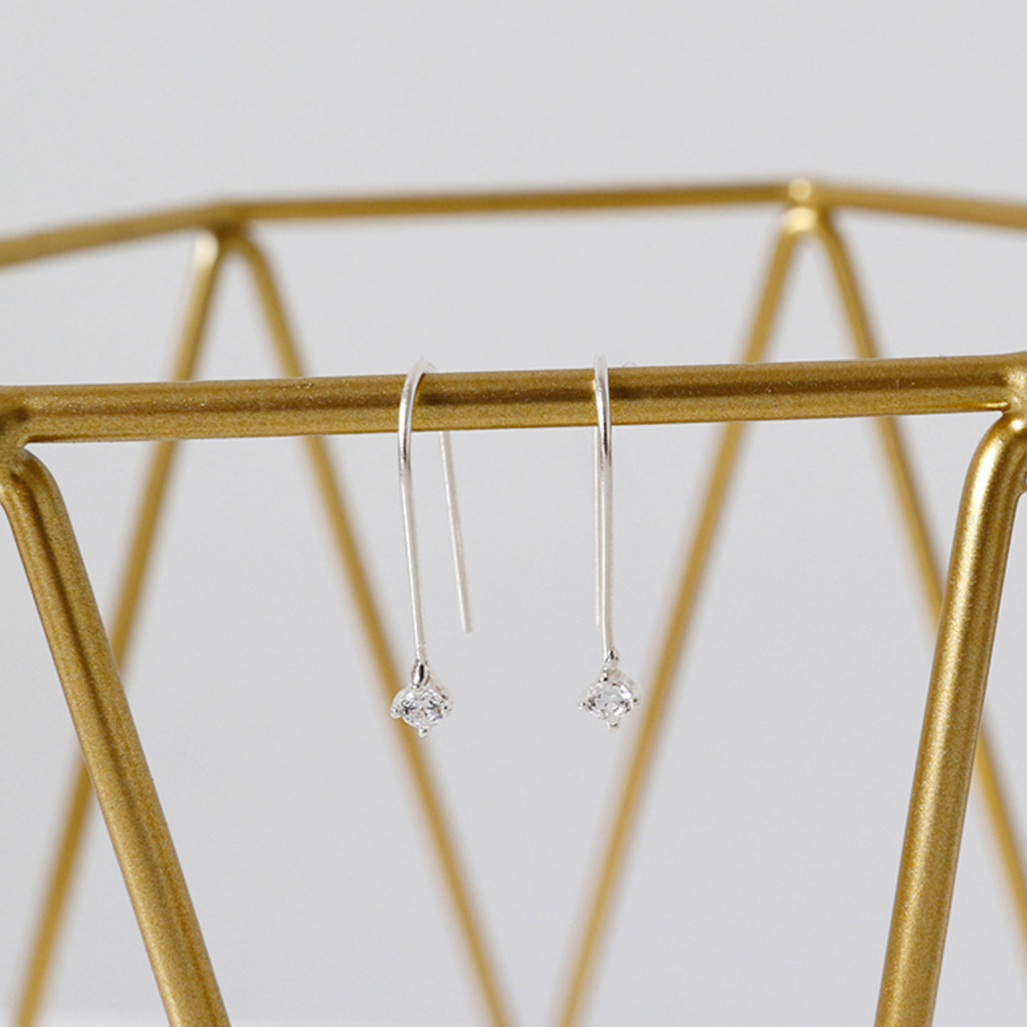 White Crystal Drop Earrings