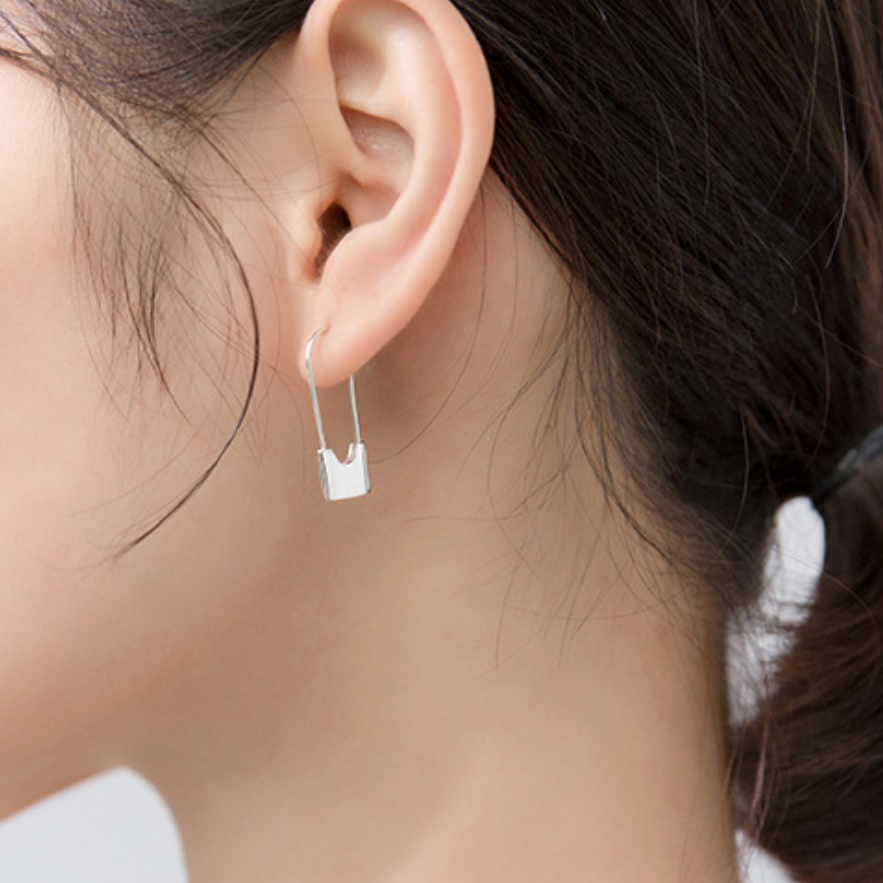 Safety Pin Drop Earrings