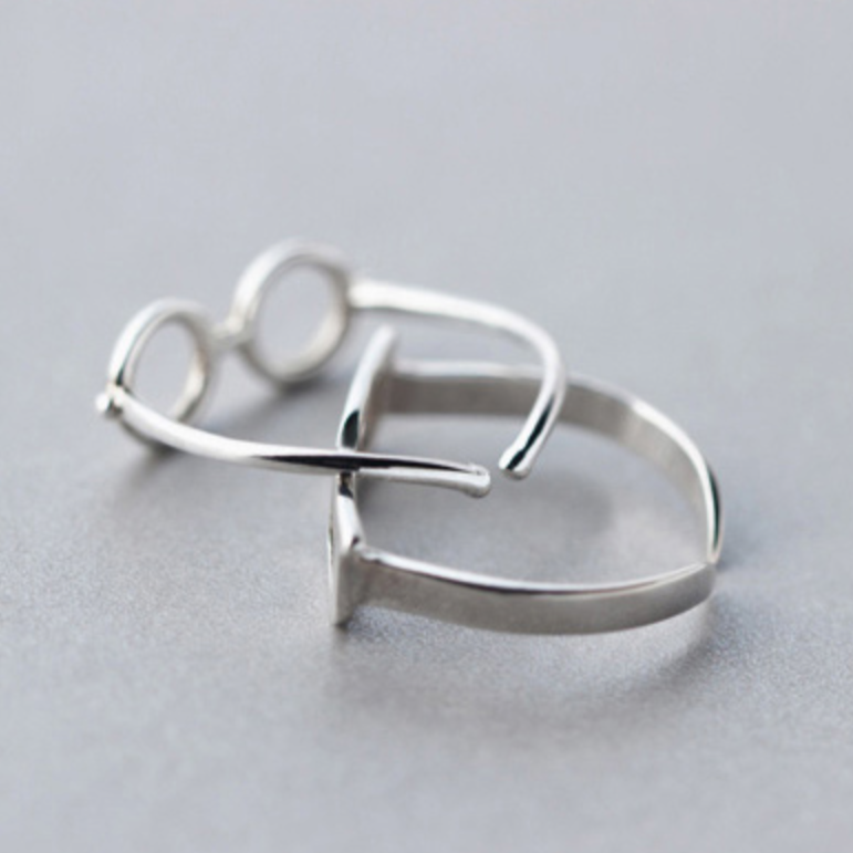 Silver Glasses Ring
