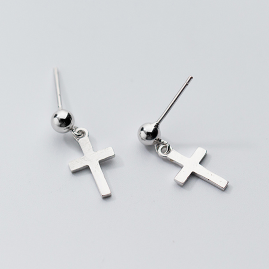 Simple Cross Dangle Stud Earrings